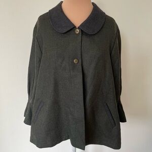 Arlene Wohl Hand Woven Designs Wool 2 Button 3/4 Sleeve Green Lagenlook Jacket M